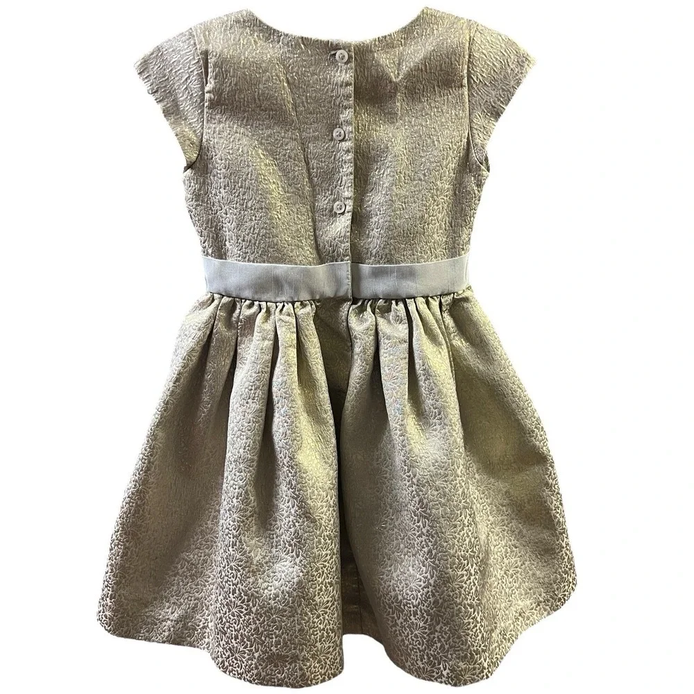 Gymboree Girls 6 Metallic Gold Champagne Jacquard Cap Sleeve Dress Party Elegant
